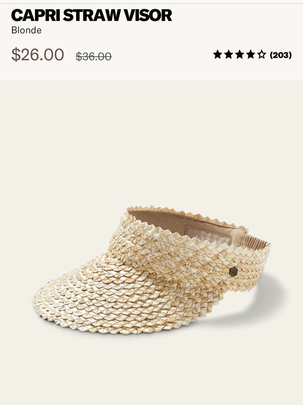 Hemlock Capri Straw Visor - Blonde